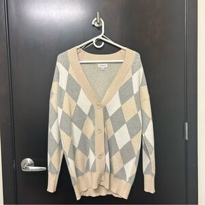 Evereve Beige and Cream Knit Cardigan